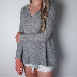 Ribbed Long Sleeve Flowy Grey Tee
